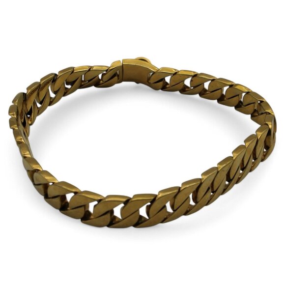 Gold-Tone Cuban Link Chain Necklace & Bracelet Set For Men & Women With Secure C - Picture 6 of 8
